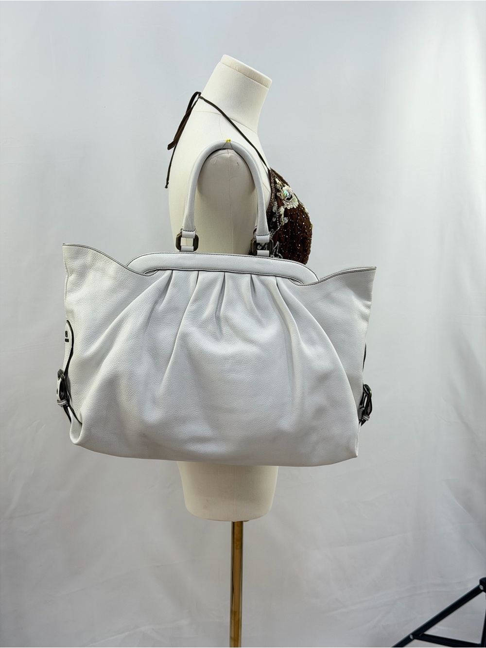 Fendi Borsa Doctor B White Leather Shoulder Hobo Bag